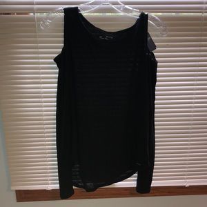 black cold shoulder long sleeved top
